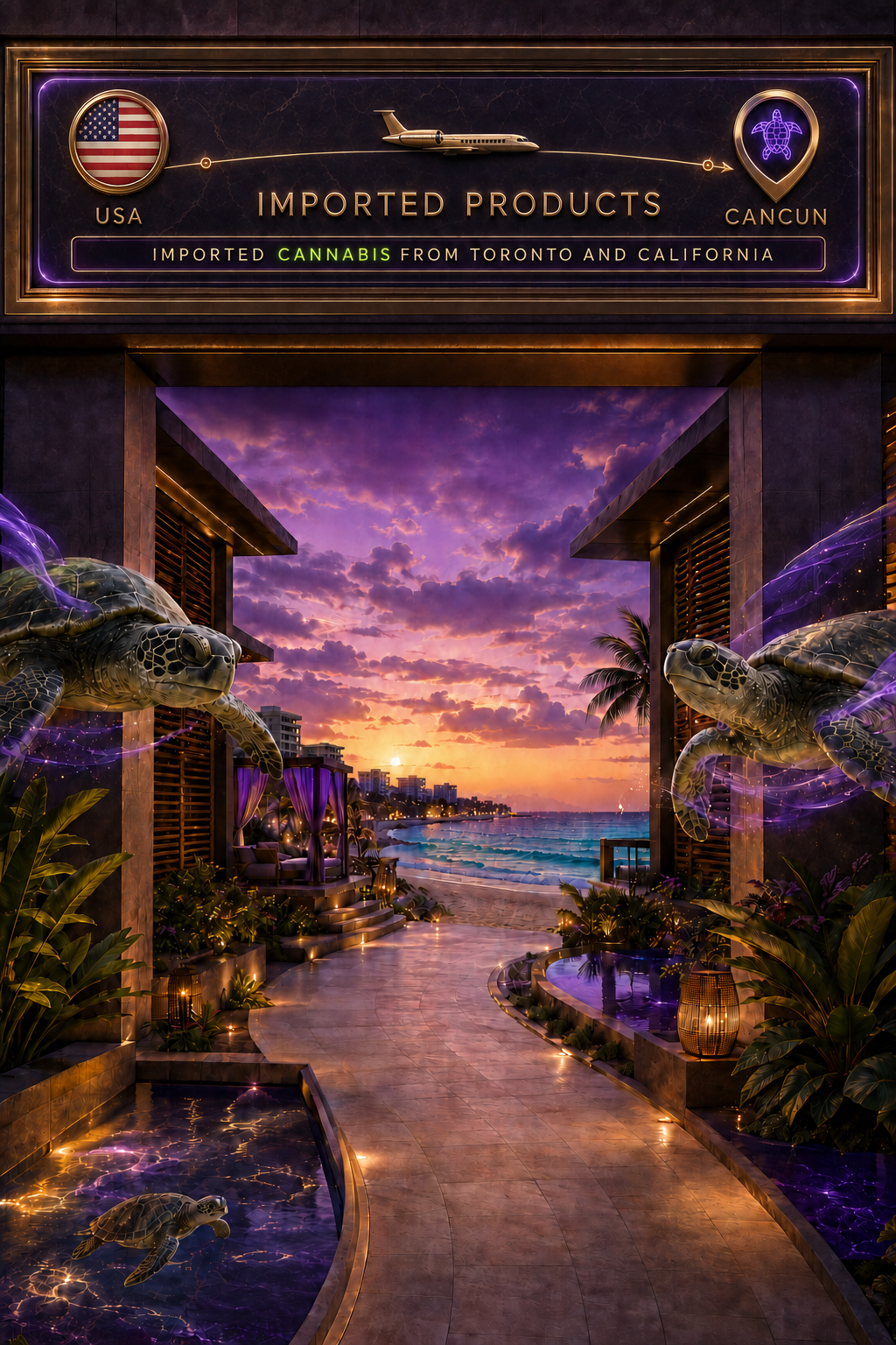 Los Angeles to Cancun imported products — luxury infinity pool over the coast